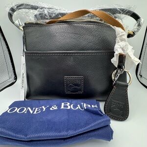 NEW Dooney & Bourke Black Crossbody Bag with Brown Strap